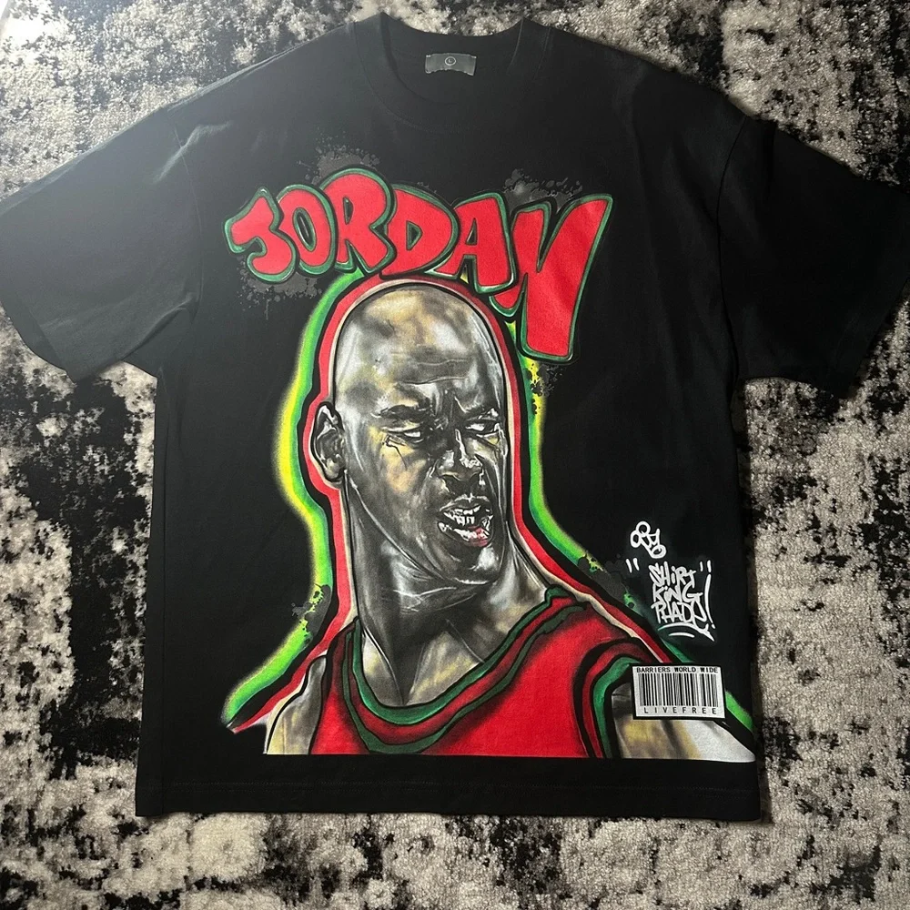 350 GSM COTTON HEAVYWEIGHT MICHAEL JORDAN MJ23 BLACK GRAPHIC T-SHIRT